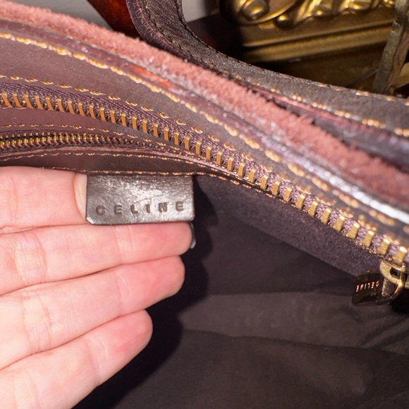 Celine bag monogram vintage purse suede C all over print good hardware - Picture 12 of 15